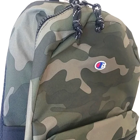 CHAMPION BLACK ARMY GREEN CAMOUFLAGE BACKPACK MEDIA TOTE BOOKBAG SIZE OS NWT